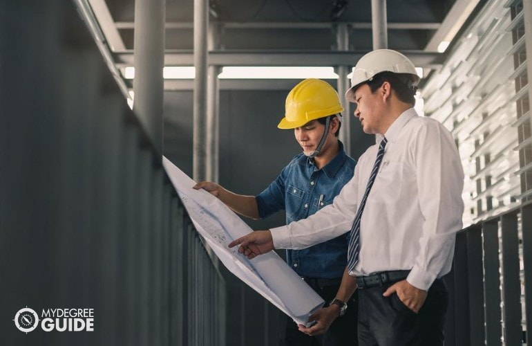 Engineers working together at a construction site