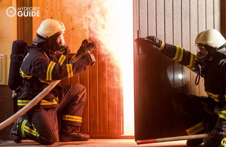 firefighters putting out a fire