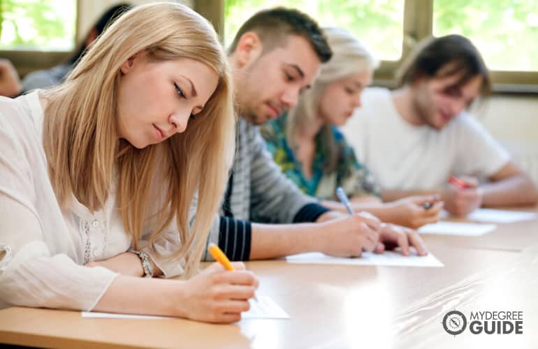 students taking an exam