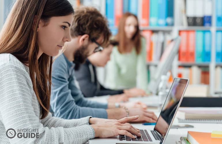 student studying on her computer