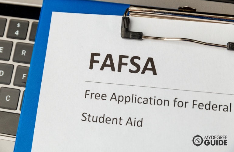 screenshot of FAFSA website