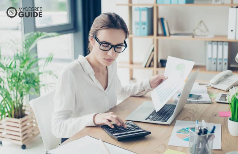 accountant working in her office