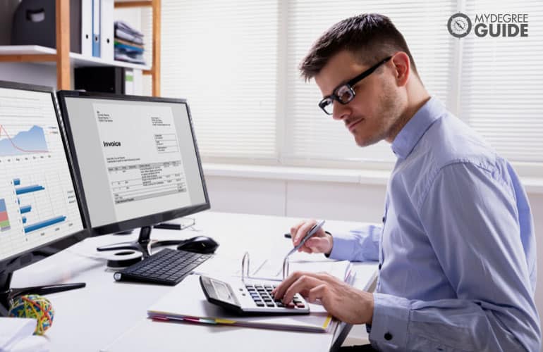 accountant working on his computer