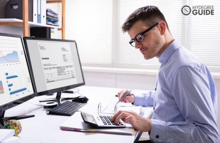 accountant working in an office