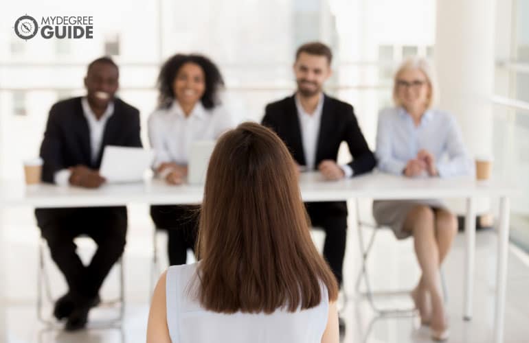 nursing student being interviewed during an admissions interview