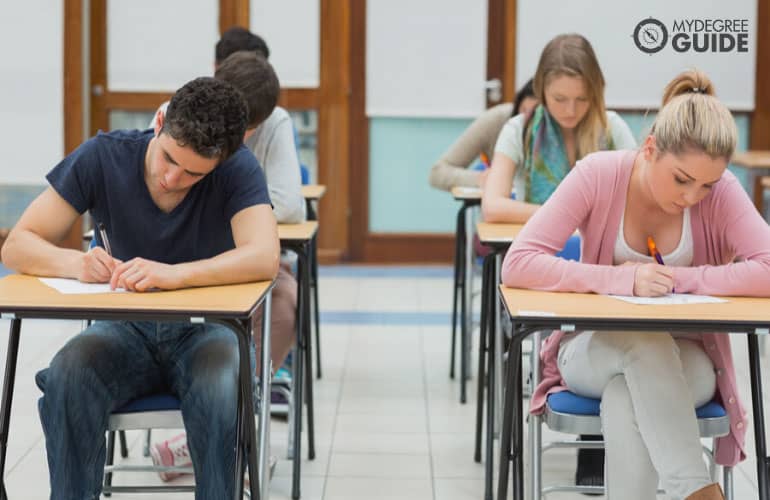 students taking admission test