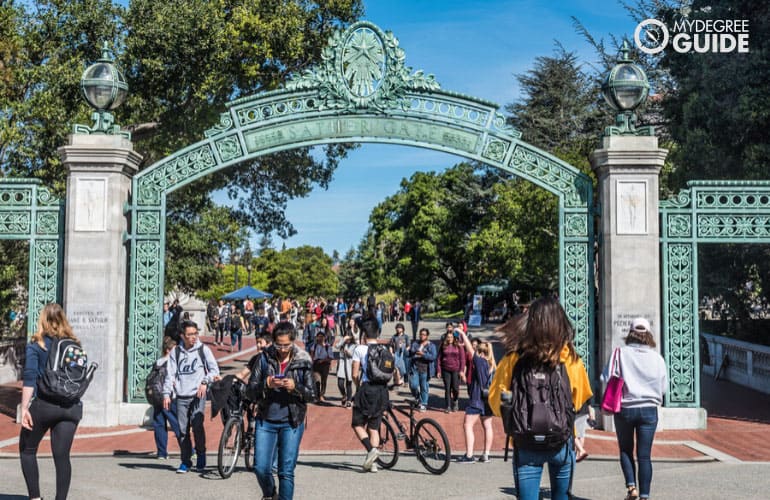 students walking in a university campus