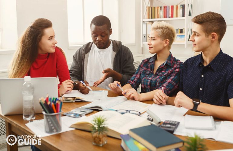 Students taking Architecture Bachelor's Degree, in group study