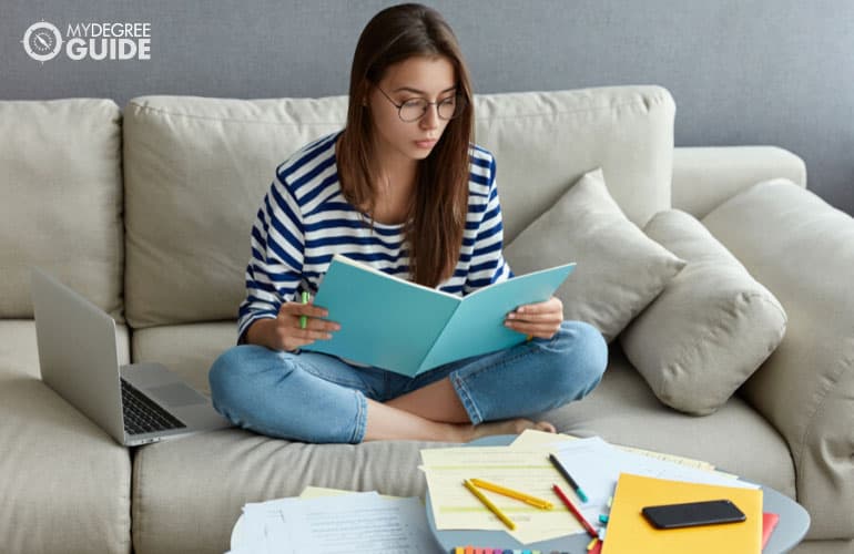 female student studying