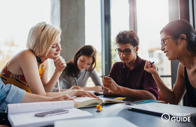 college students studying together