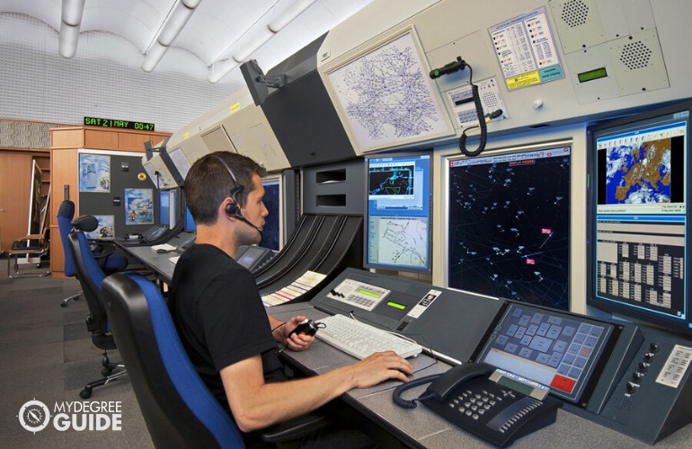 Air traffic controller working