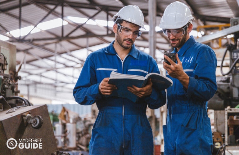 civil engineering technicians working on site 