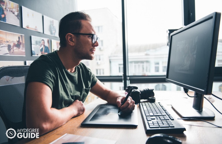 Computer programmer working at home