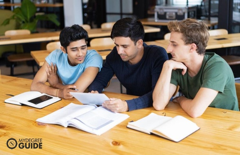 Bachelor’s in Social Work Degree students studying together in library