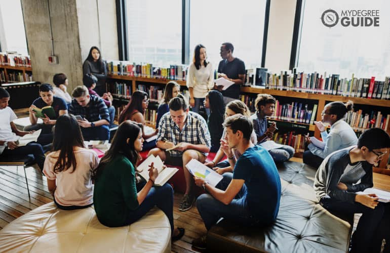 students working on a group project