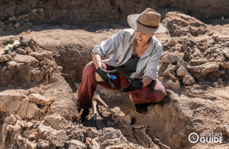 Anthropologist checking the historical site