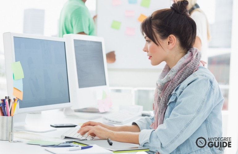 Computer Programmer working on her table