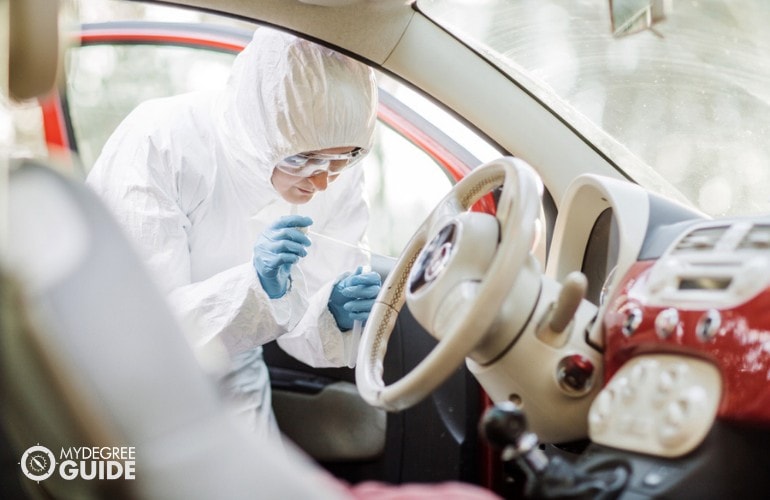 criminal investigator checking the crime scene