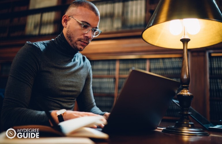 Bachelor’s in History student studying in a library