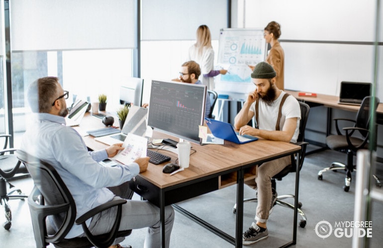 IT professionals working in an office