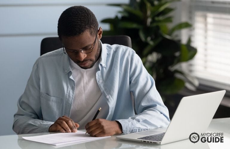 Man preparing requirements for Military Science Bachelors