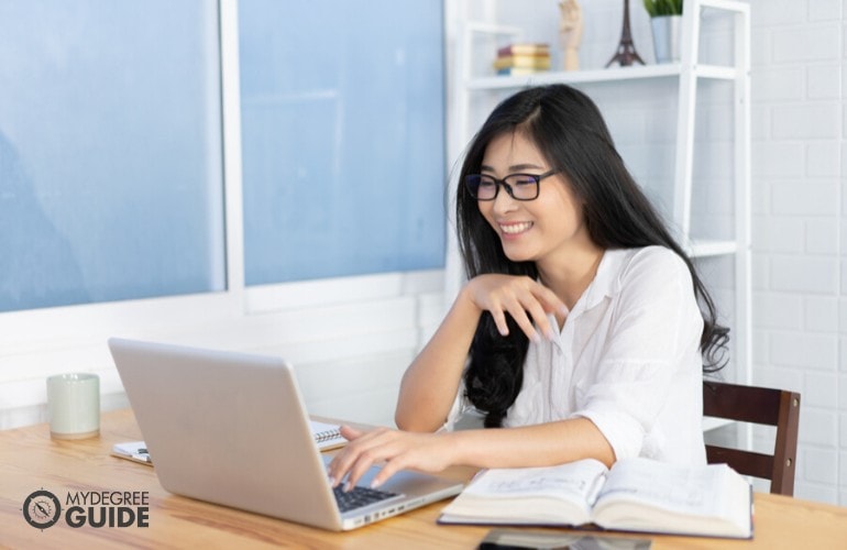 counseling student studying online at home