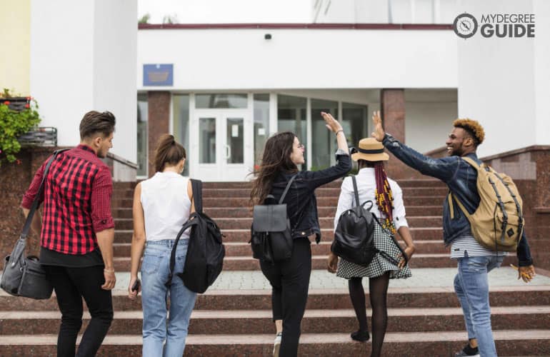 students walking into class