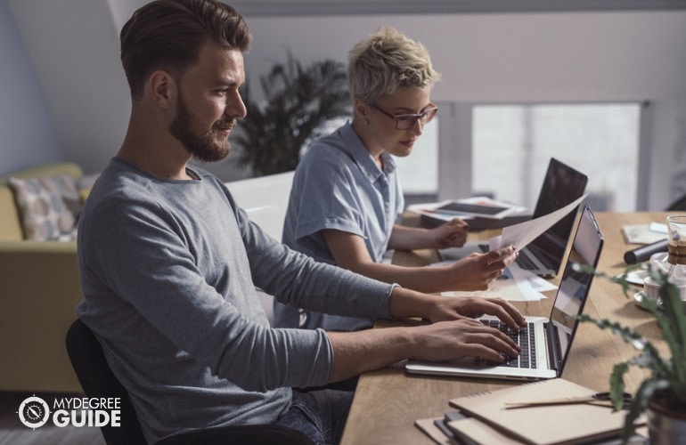 Web Developers working in the office