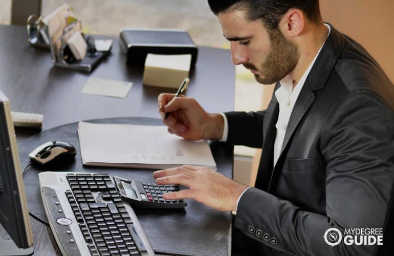 accountant working in an office