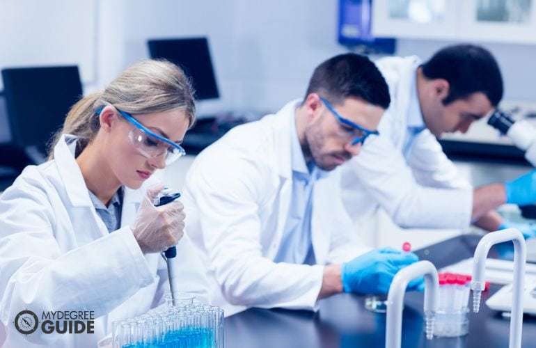 Students doing experiments in chemistry lab