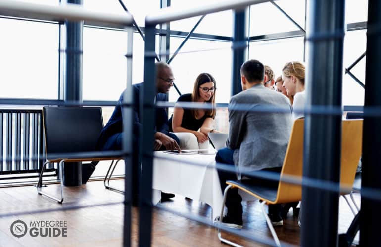 team of business professionals having a meeting