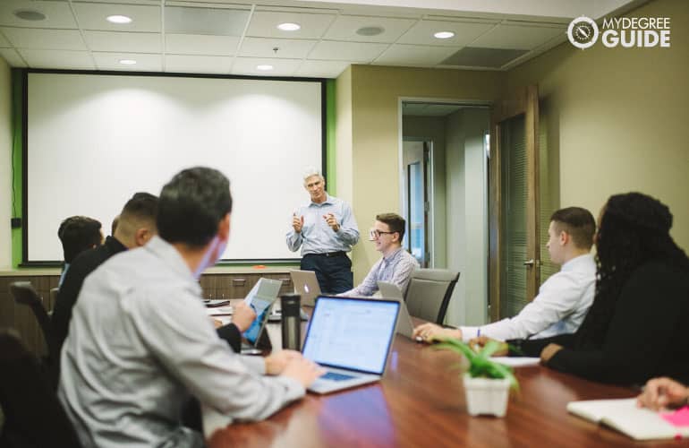 business meeting in a company's conference room