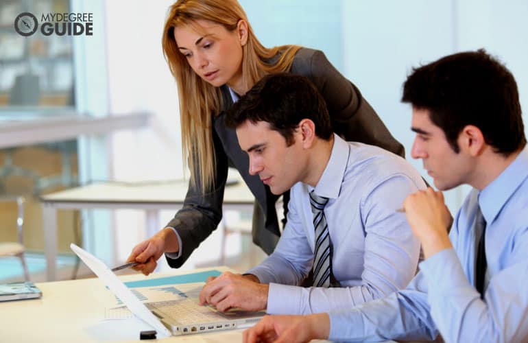 team of employees working on a project