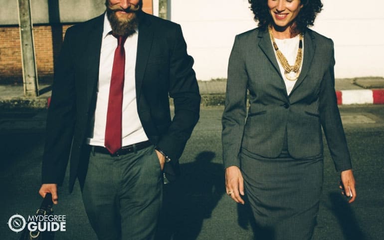 Business professionals walking