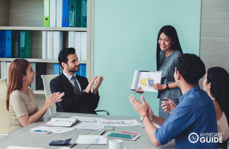 marketing team sharing their ideas during a meeting