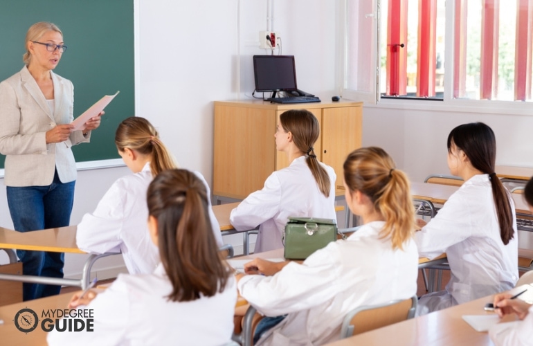 High School Teacher teaching health subject