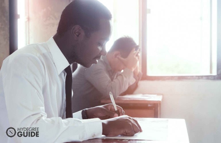 master students taking a licensure exam