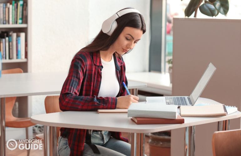 Student attending Self-Paced Online College