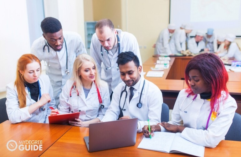 Associates in Health Information Technology Degree students studying together