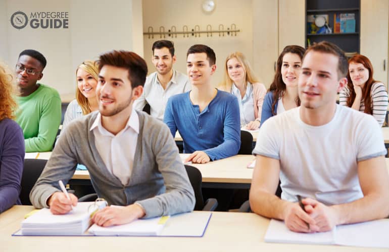 college students in a university classroom