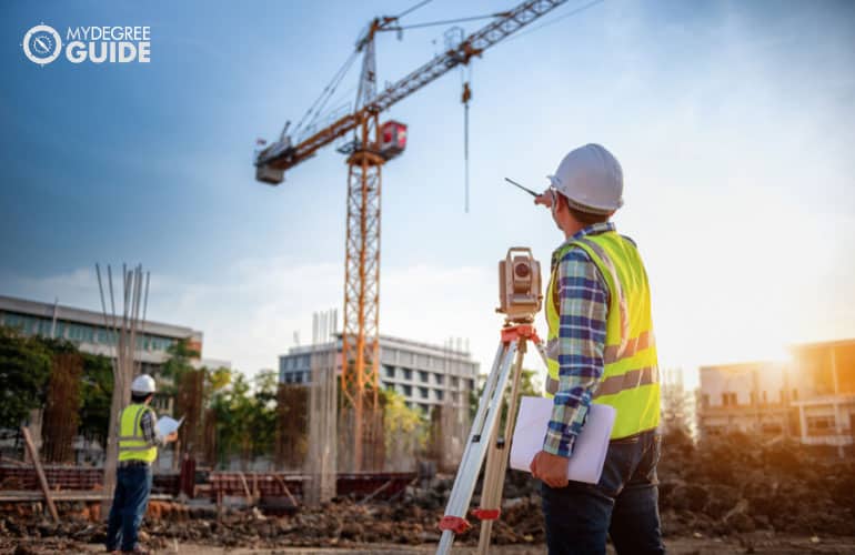 construction manager checking the construction site