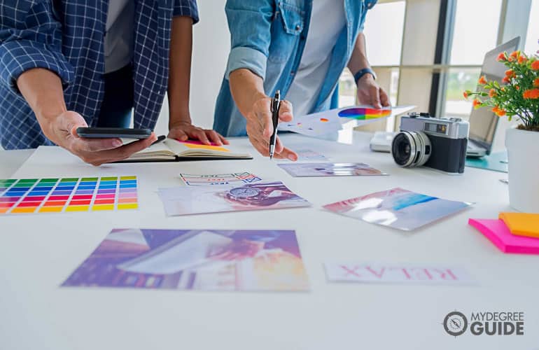 colleagues preparing for an advertising shoot