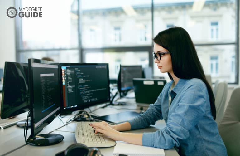 computer engineer working in an office