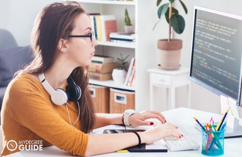 web developer working on her computer