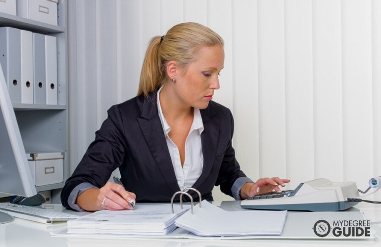 accountant working in her office