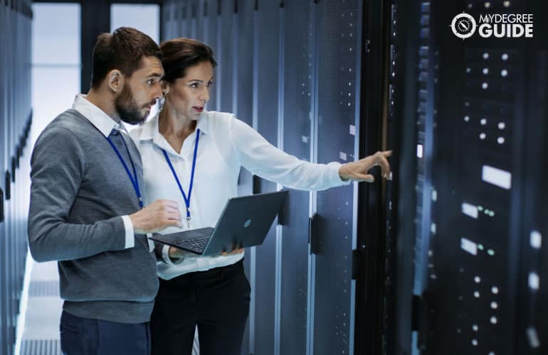 data specialists checking the data room