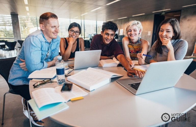 history degree students studying together