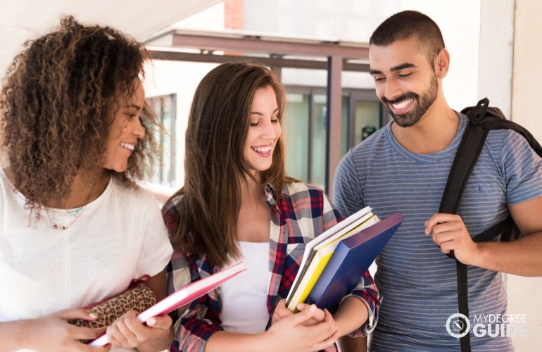 Dietetics students walking together in university