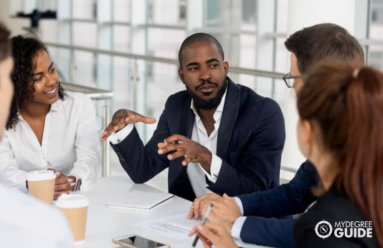 group of professionals in a meeting