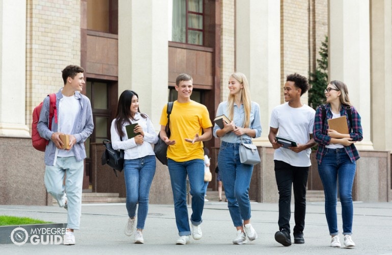 college students walking in campus